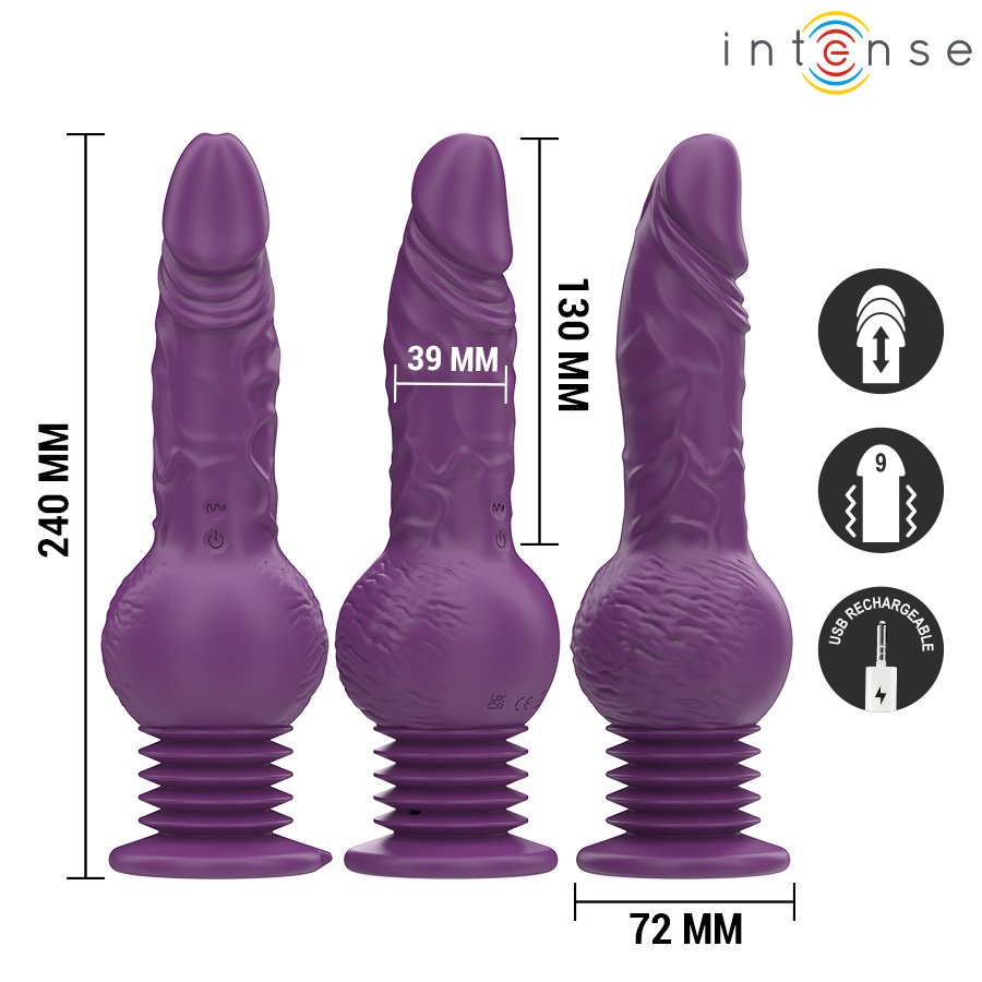 Vibromasseur lapin à mouvement de va-et-vient violet — détail produit