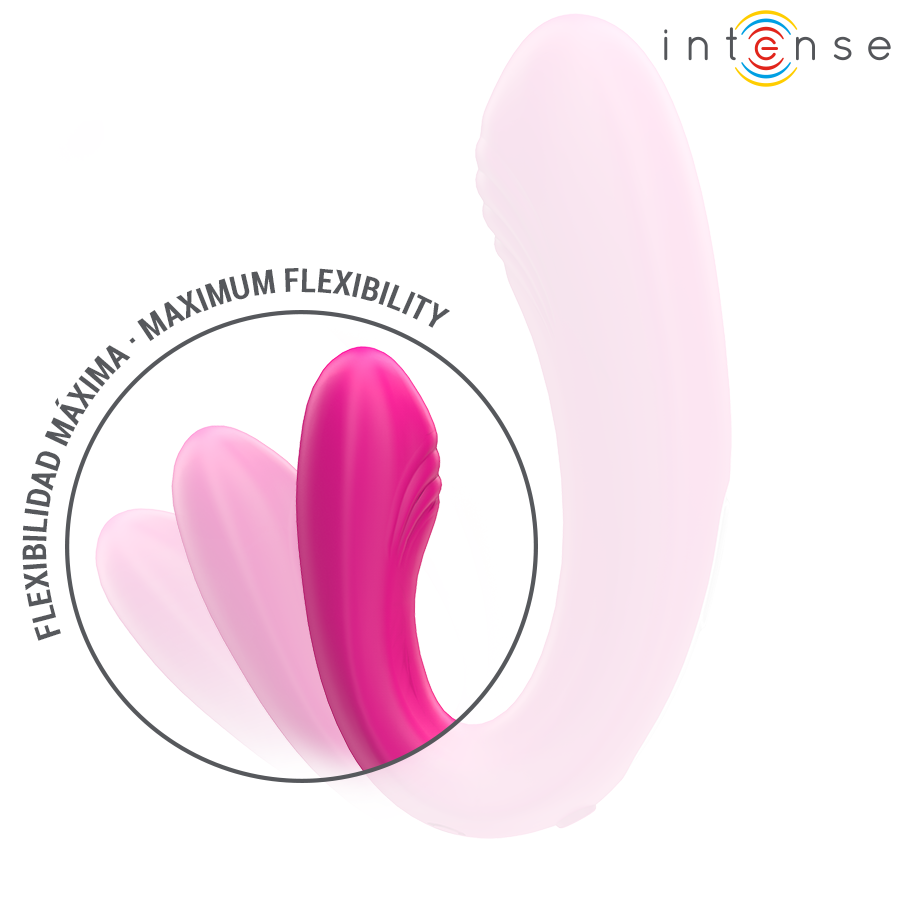 Double stimulateur vibrant en forme de U avec télécommande — détail texture surface