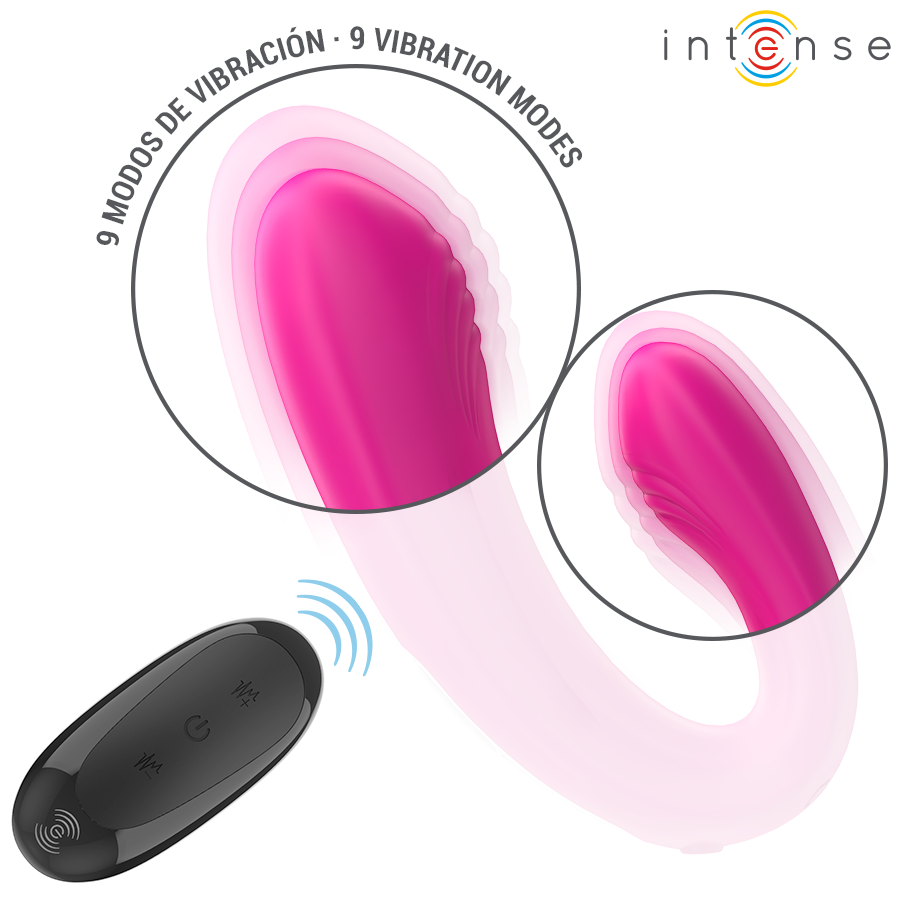 Double stimulateur vibrant en forme de U avec télécommande — vue de dos
