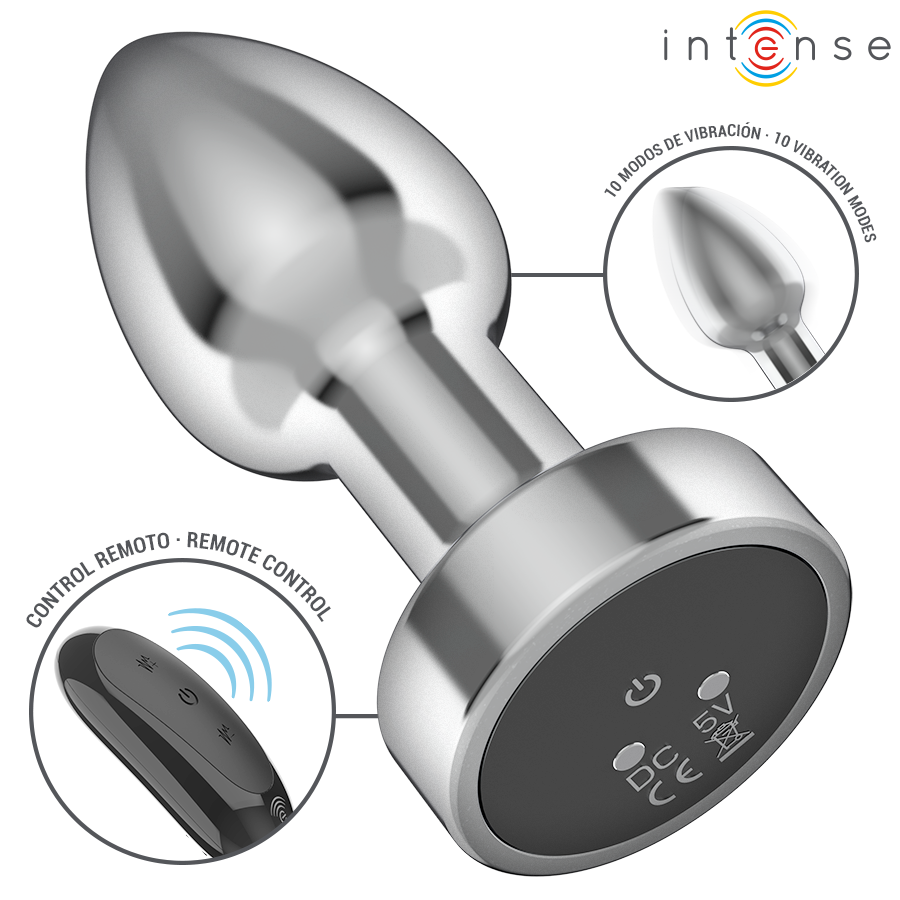 Plug anal vibrant en métal avec télécommande — détail produit
