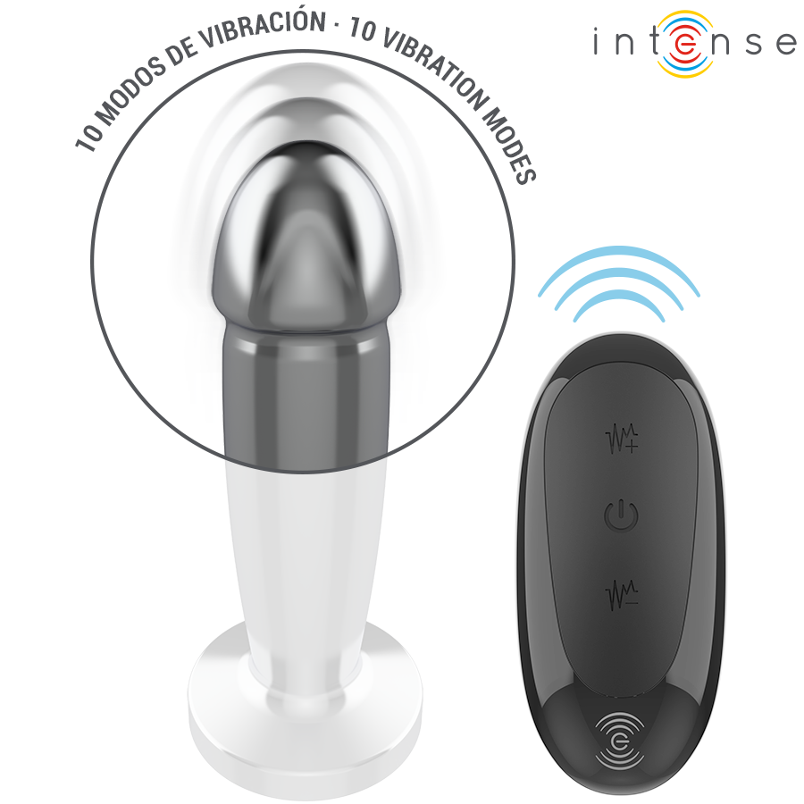 Plug anal vibrant en métal avec télécommande — vue de profil