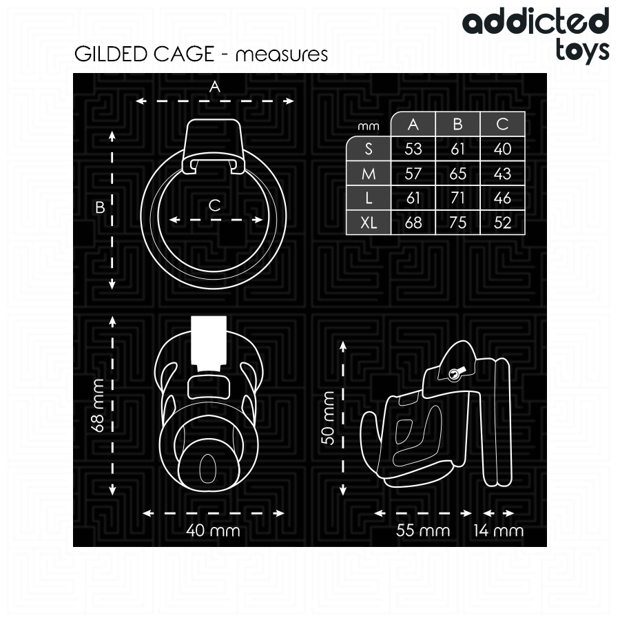 Cage de chasteté en métal Gilden — détail texture surface