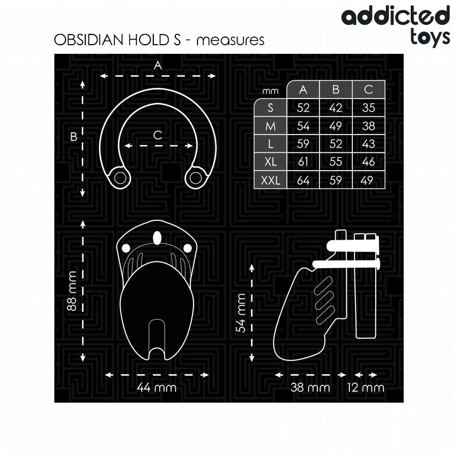 Cage de chasteté Obsidian — détail texture surface