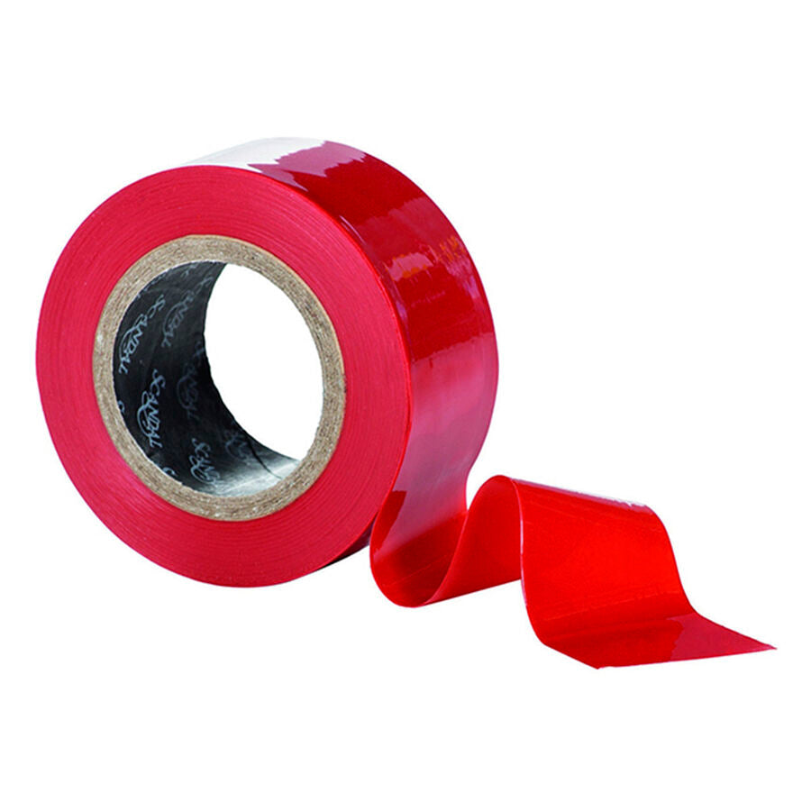Ruban de bondage rouge Scandal auto-adhesif deroule en rouleau, accessoire de contrainte reutilisable qui adhere a lui-meme sans coller a la peau.