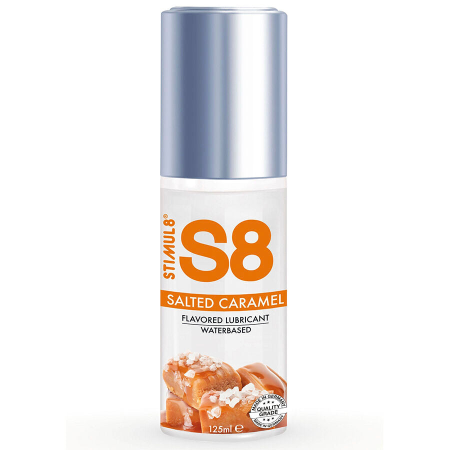 Lubrifiant gourmand base eau caramel salé — vue rapprochée