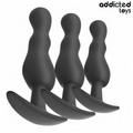 Lot de 3 plugs anaux ondulés en silicone — vue principale