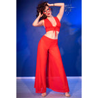 Ensemble haut nouable et pantalon large transparent — vue trois quarts 2