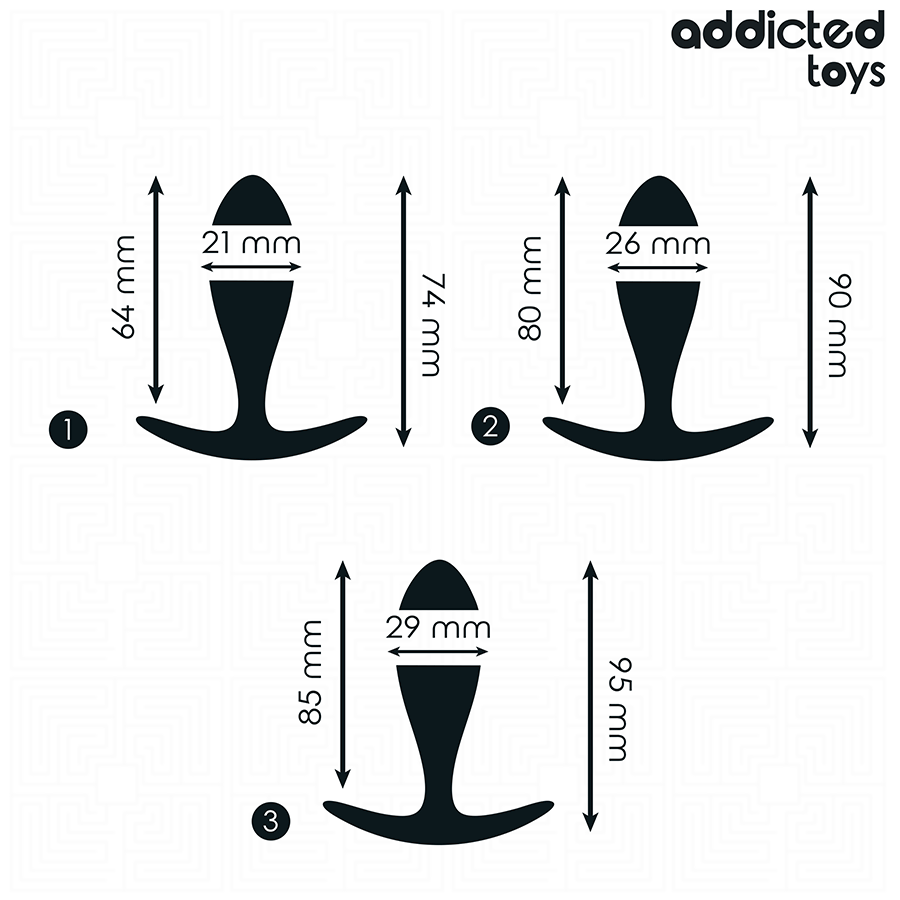 Lot de 3 plugs anaux lisses en silicone — vue de dos