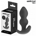 Boite Addicted Toys Anal Plug 10,3 cm avec le plug en silicone noir a forme boule a cote, corps etage et base incurvee pour un maintien sur.