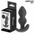 Boite Addicted Toys Anal Plug 10,3 cm avec le plug en silicone noir a forme boule a cote, corps etage et base incurvee pour un maintien sur.