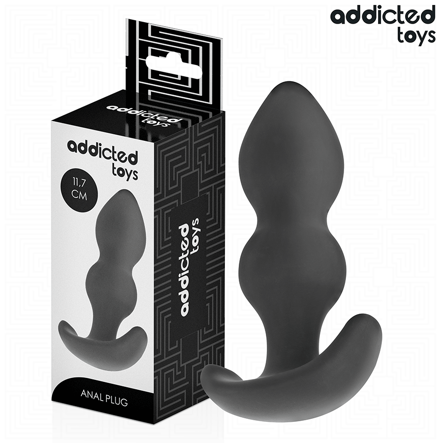 Plug anal silicone forme boule Addicted — comparatif dimensionnel