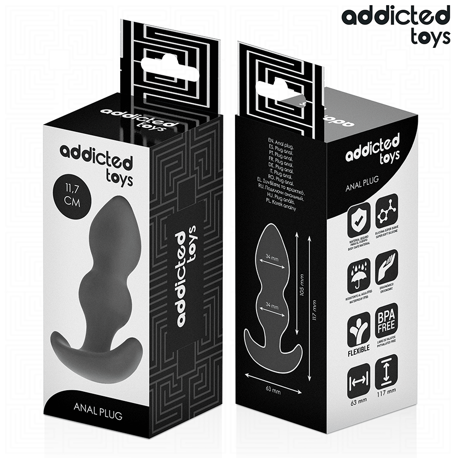 Plug anal silicone forme boule Addicted — packaging fournisseur