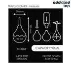 Dimensions de la poire de douche intime Addicted 90 ml.