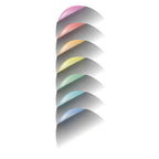 Nuancier des couleurs LED de l'anneau penien Luz, degrade de teintes pastel et vives empilees. Apercu de la lumiere d'ambiance multicolore du cockring vibrant.