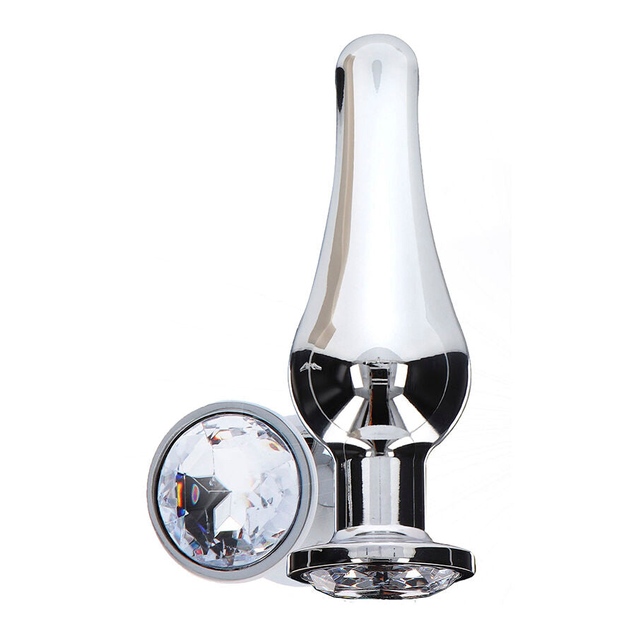 Plug anal bijou en aluminium à pierre argentée — vue principale