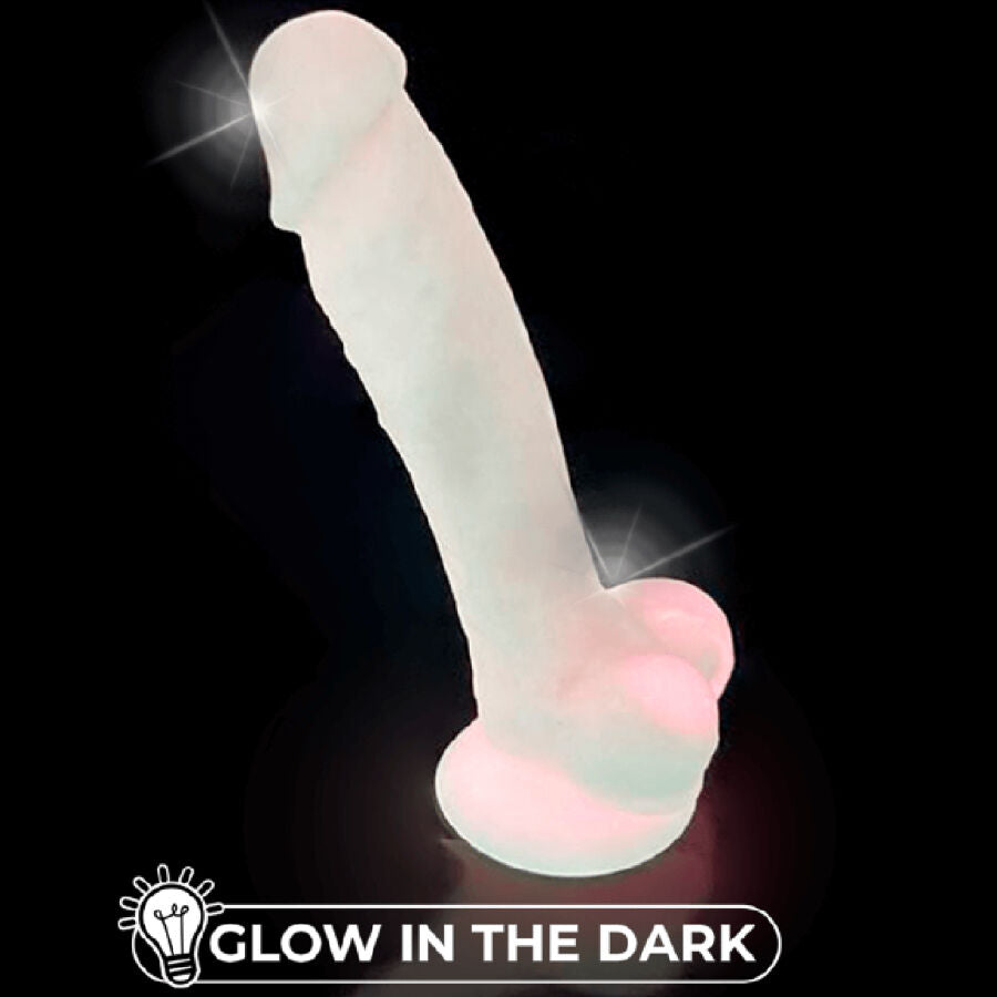 Gode réaliste silicone phosphorescent rose ventouse