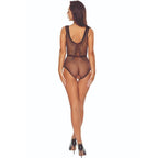 Bodystocking quadrillé entrejambe ouvert Passion — vue de dos