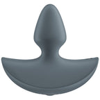 Plug anal Booty Absolute Beginners 1 vu de profil, silicone gris a tete arrondie et base ancre stabilisatrice, plug vibrant unisexe pour l'initiation anale.