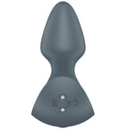 Dos du plug anal Booty Absolute Beginners 1, silicone gris avec contacts de charge et pictogrammes, plug vibrant a base evasee pour l'usage anal.