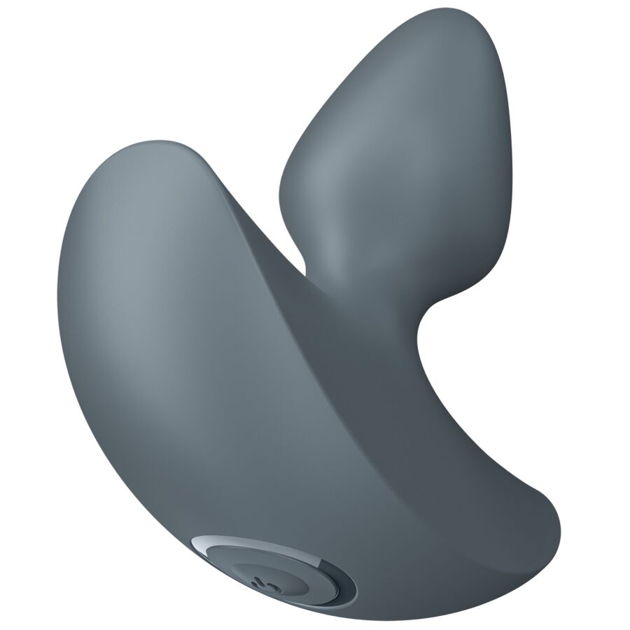 Plug anal vibrant Satisfyer Booty Absolute Beginners 1 gris ardoise, corps conique en silicone et large base evasee, plug d'entrainement anal pour debuter.