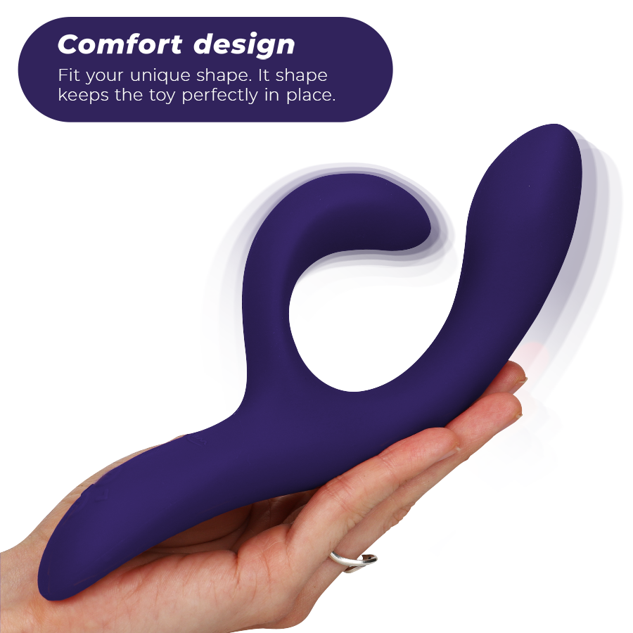 Vibromasseur lapin connecté point G et clitoris bleu nuit — vue de dos