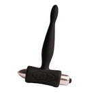 Plug anal vibrant Teazer noir à tige fine et effilée sur base T, balle argentée amovible visible, stimulateur point P silicone 7 niveaux étanche pour débutants.
