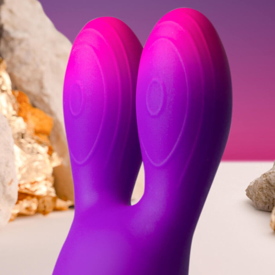 Vibromasseur rabbit flexible Glo-Girl oreilles vibrantes vio — vue de profil