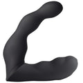 Stimulateur prostatique double moteur en silicone noir, forme courbée à deux bras flexibles pour périnée et prostate, surface mate lisse non anatomique.