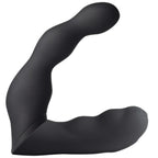 Stimulateur prostatique double moteur en silicone noir, forme courbée à deux bras flexibles pour périnée et prostate, surface mate lisse non anatomique.