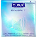 Boite irisee Durex Invisible de face avec mention 3 preservatifs, preservatifs ultra fins latex naturel taille standard lubrifies pour tout sentir, lot de 3.