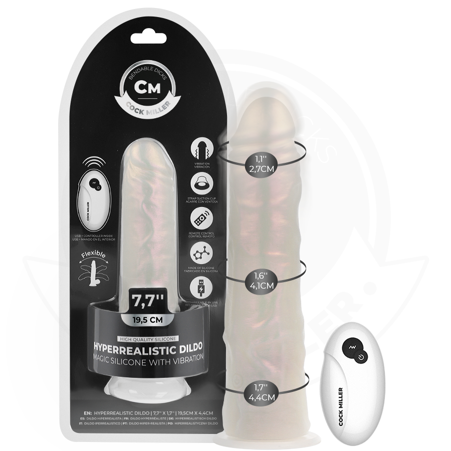 Gode réaliste vibrant lumineux à ventouse Cock Miller — vue de profil