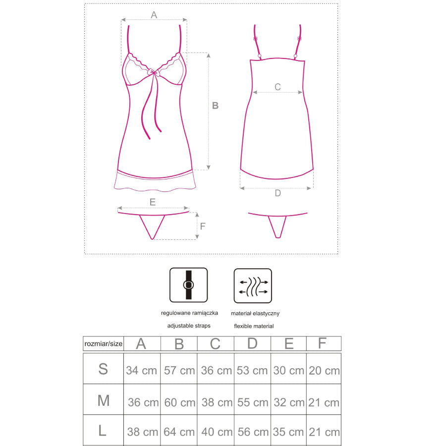 Nuisette en tulle et string assorti — vue trois quarts
