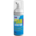 Flacon pompe moussant bleu Intt Foam Seduction vu de face, mousse nettoyante intime parfumee 50 ml respectant le pH de la peau, design vif bleu et jaune