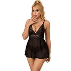 Babydoll noir à dentelle florale sur la poitrine — détail produit