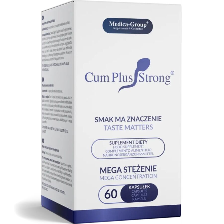 Boîte du Cum Plus Strong vue de trois quarts, mega concentration, 60 capsules