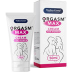 Tube et boîte de l'Orgasm Max côte à côte, crème intime pour femmes 50 ml