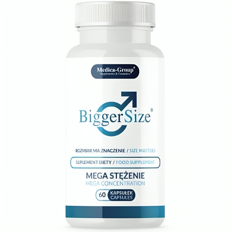 Flacon blanc BiggerSize de Medica-Group, complément alimentaire 60 capsules