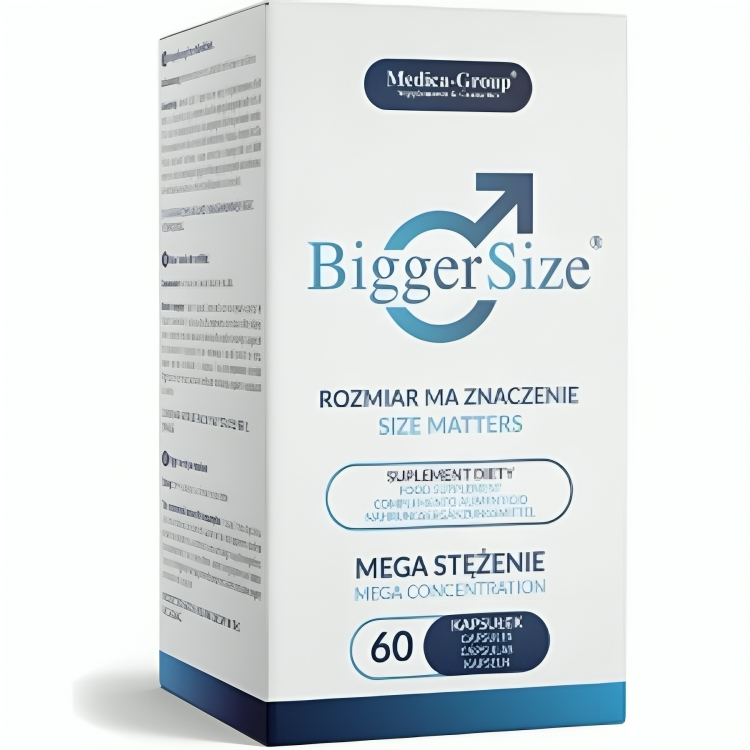 Boîte du BiggerSize vue de trois quarts, mega concentration, 60 capsules