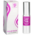Parfum de seduction Sugar Magic eau de parfum, boite blanche et rose et flacon vaporisateur, fragrance gourmande barbe a papa et sucre, fraiche et petillante.