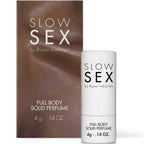 Parfum corporel solide Full Body Solid Perfume Slow Sex Bijoux Indiscrets, stick blanc et etui assorti, parfum corps solide coco 4 g sur fond blanc