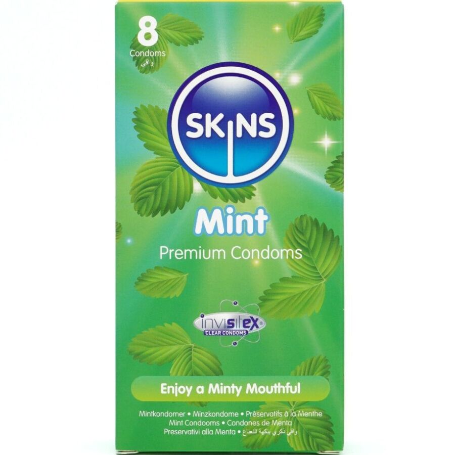 Préservatifs Skins aromatisés menthe — vue rapprochée
