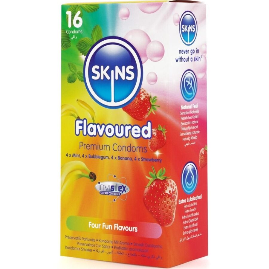 Pack de 16 préservatifs aromatisés multi-saveurs — détail produit