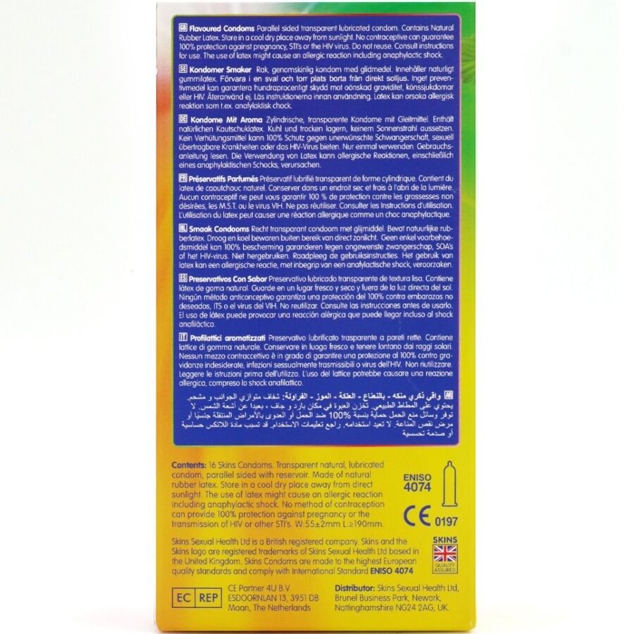 Pack de 16 préservatifs aromatisés multi-saveurs — vue de dos