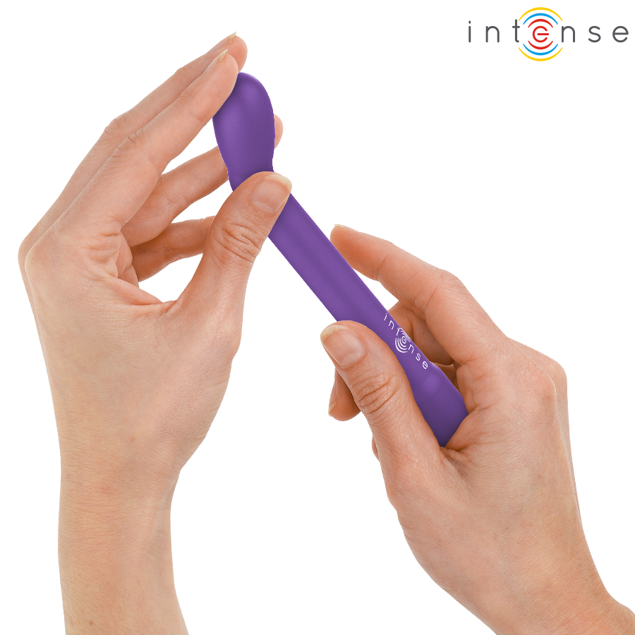 Vibromasseur point G Karlie violet Intense tenu entre les mains, tige fine et tete arrondie, format élancé en silicone pour la stimulation du point G.