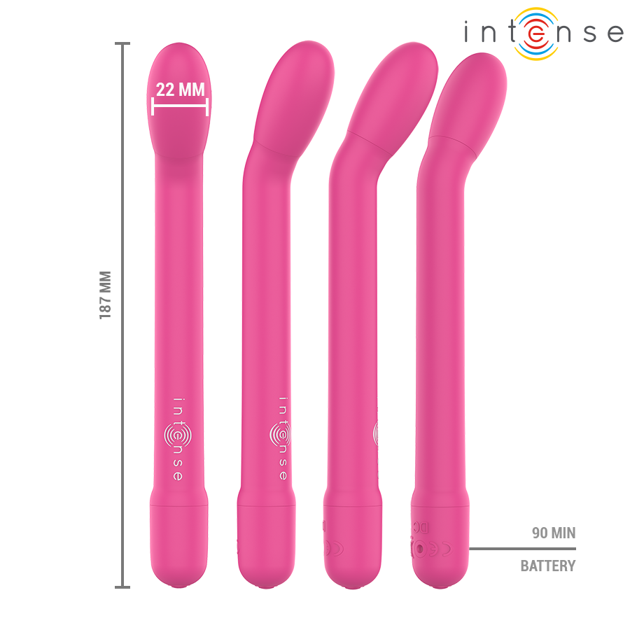 Vibromasseur point G fin rechargeable 10 fonctions — vue de profil