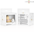 Deux boites Intense Toulouse, stimulateur clitoridien chat beige, faces avant et arriere avec notice et schema langue 360°, silicone fantaisie.