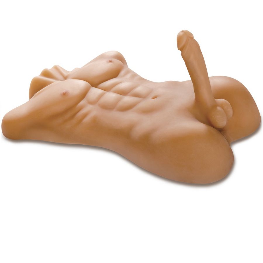 Masturbateur de torse mâle Extreme Toyz, vue en angle avec pénis dressé