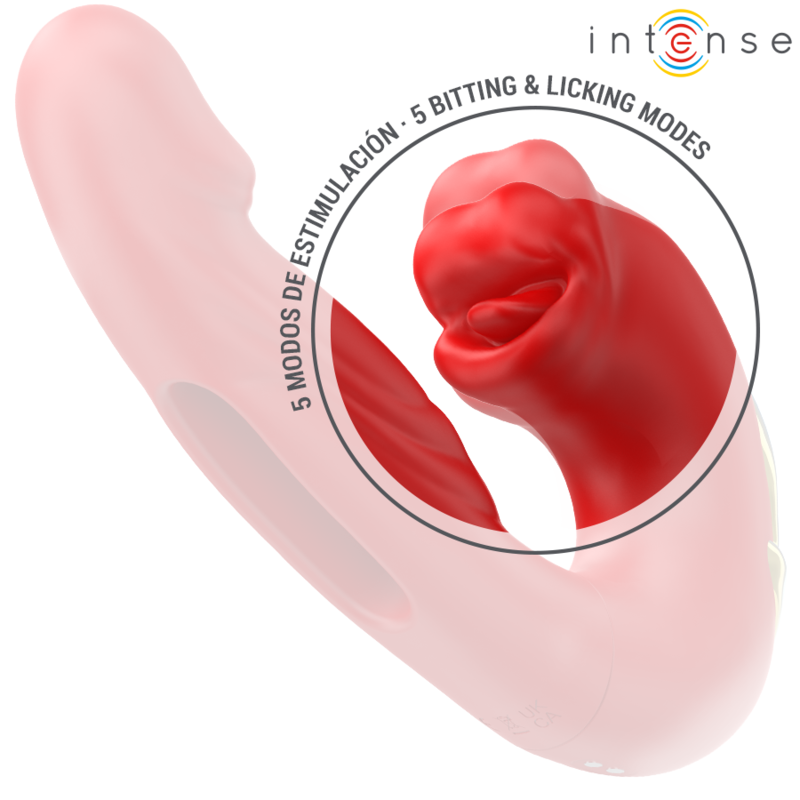 Double vibrateur Nathy avec bouche aspirante — détail texture surface