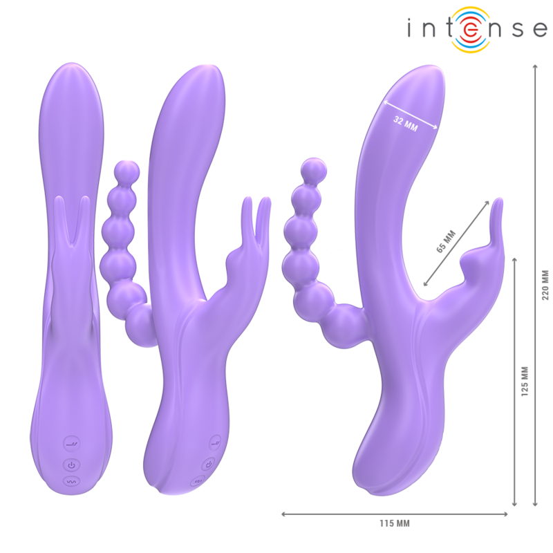 Triple vibrateur lapin vaginal clitoridien et anal — vue de profil