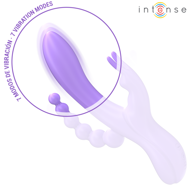 Triple vibrateur lapin vaginal clitoridien et anal — détail texture surface